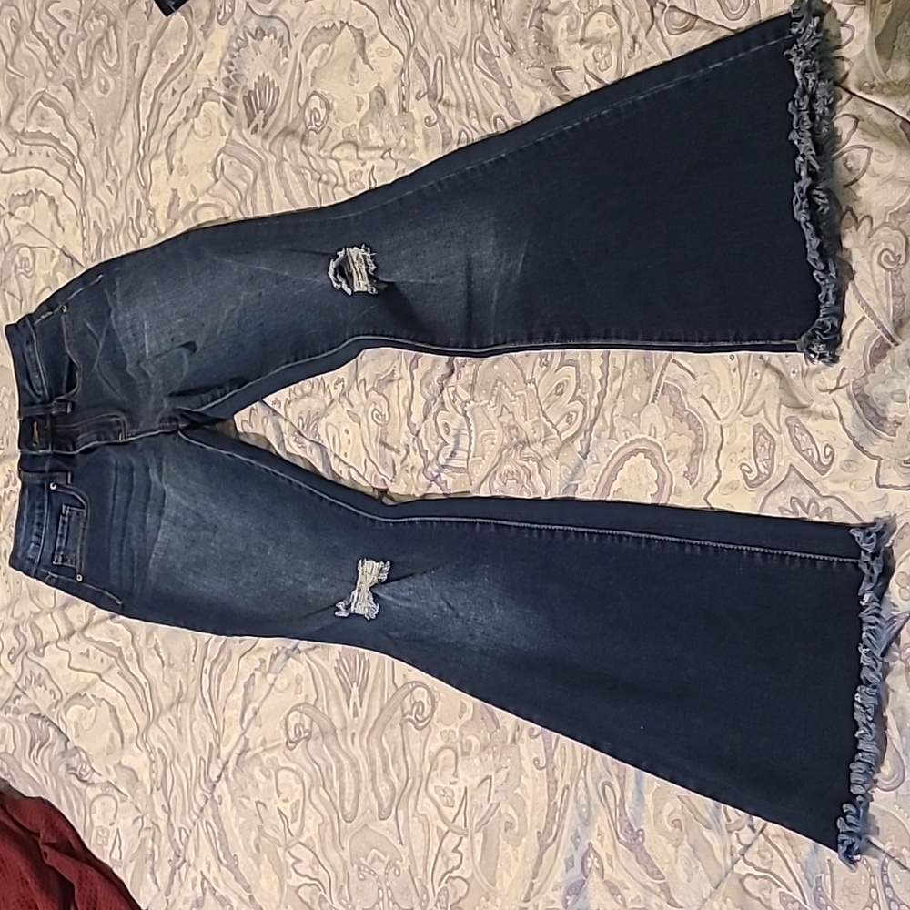 YMI High Rise Flare Frayed Hem Jeans
